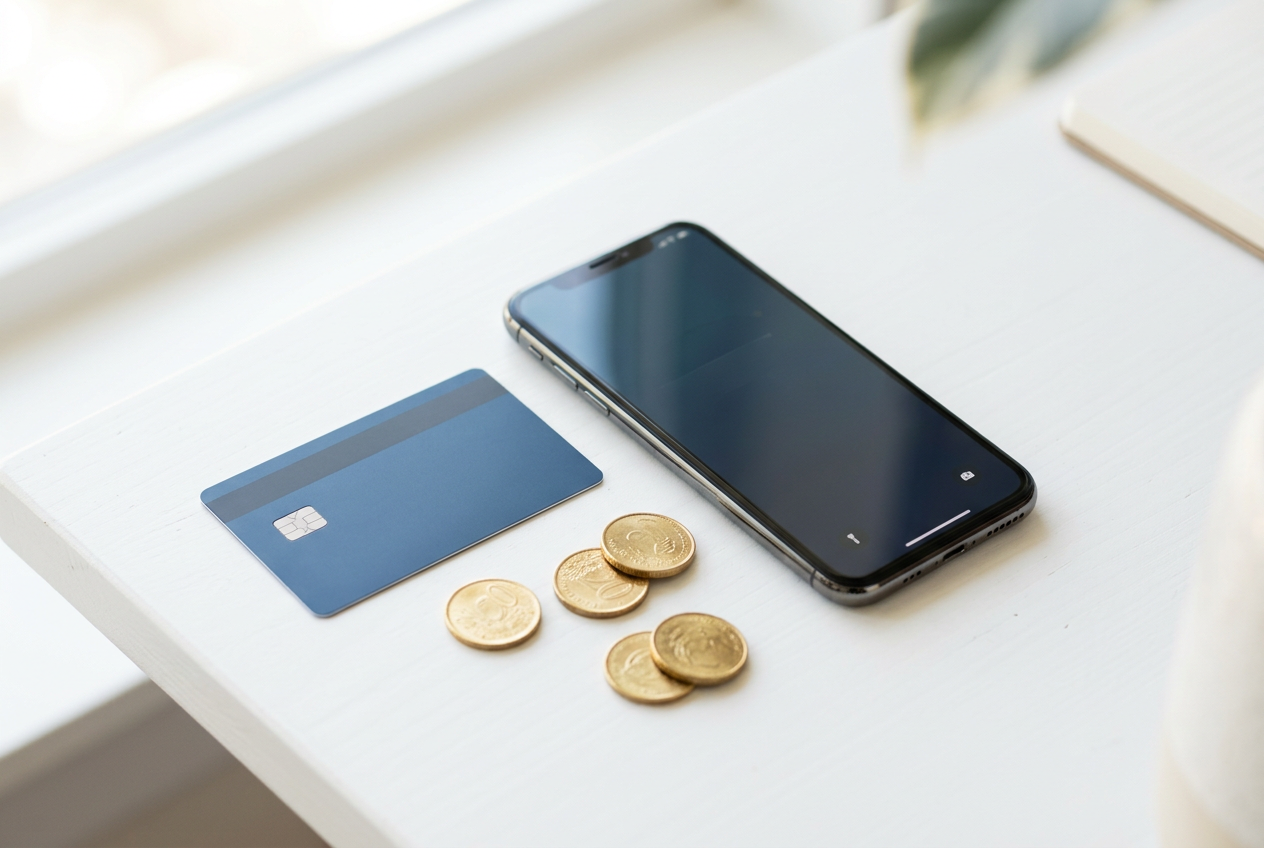 Detailný pohľad na platobnú kartu a smartfón ako moderné spôsoby vkladu do kasína
